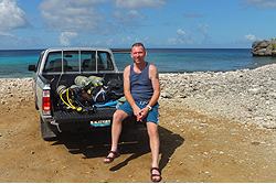 dive gear on truck